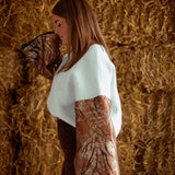 FREYA GREY SWEATER / BROWN SLEEVES