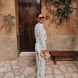 GUADALUPE ECRU CROCHET PANTS