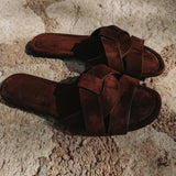 ZAFRA BROWN SUEDE SLIPPERS