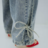 BLUE BOW WIDE LEG JEANS A3584