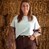 FREYA GREY SWEATER / BROWN SLEEVES