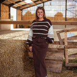 BROWN LONG DENIM SKIRT Q143-C