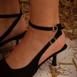 ULENNA BLACK SLINGBACK SUEDE HEELS