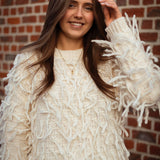 FIONA ECRU FRINGE SWEATER