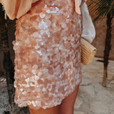 VIOLETA SOFT PEACH SEQUIN SKIRT