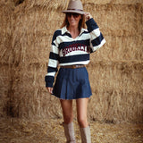 BROOKLYN BLUE/ECRU STRIPED POLO SHIRT