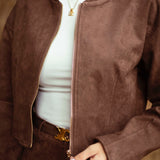 MORGAN BROWN SUEDE ZIP JACKET