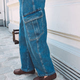 BLUE CARGO BARREL JEANS 3673