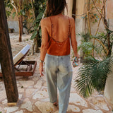 MELOSA TERRACOTTA SATIN PEARL TOP PRE-ORDER
