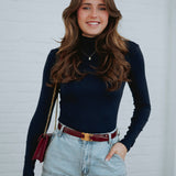 SUSANNA DARK BLUE LONGSLEEVE TURTLENECK SHIRT