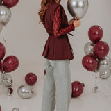 BIRTHDAY GIRL BURGUNDY SLEEVELESS BLAZER