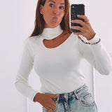 LOUISE ECRU CUT-OUT PULL