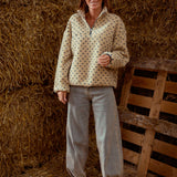 DAWSIE BEIGE SOFT POLKADOTS TEDDY SWEATER