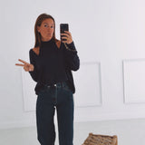 ESTER DARK BLUE CUT-OUT PULLOVER