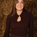 ROSAMUND BROWN RIBBED LONGSLEEVE SHIRT