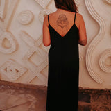 RIHAM BLACK PLISSE DRESS