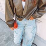 HAISLEY KHAKI LEATHER JACKET