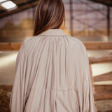 FAYE TAUPE ZIP BLOUSE