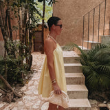 CARACOLA LIGHT YELLOW HALTER DRESS