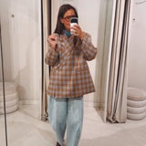 CHARLOTTE BEIGE/LIGHT BLUE CHECKERED BLAZER