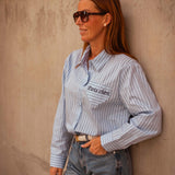 PARIS CHERI LIGHT BLUE STRIPED BLOUSE
