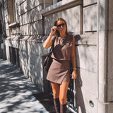 RAYNE BROWN STRIPED TWO-PIECE SET