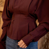 MAVIS BURGUNDY PERFECT FALL BLOUSE