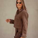 MAROON BROWN CHECKERED TWO-PIECE SET