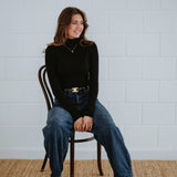 SUSANNA BLACK LONGSLEEVE TURTLENECK SHIRT