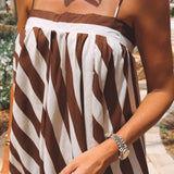 CRISTINA BROWN/ECRU STRIPED DRESS