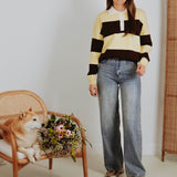 DAKOTA YELLOW/BROWN STRIPED POLO SHIRT