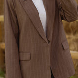 JUNIA TAUPE STRIPED BLAZER