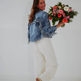 ELIZA BLUE DENIM FRINGE JACKET