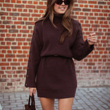 AUTUMN SOUL BROWN KNITTED DRESS