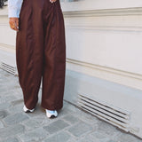 MERLENE BORDEAUX LEATHER BALLOON PANTS