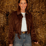 VERONICA BROWN SUEDE ZIP JACKET