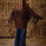 MUSTANG BROWN FRINGE BLOUSE
