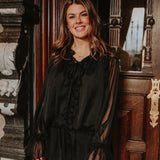 AFTERPARTY BLACK RUFFLE DRESS