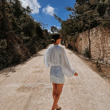 VIOLETA LIGHT BLUE SEQUIN SKIRT