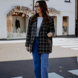 ROMY DARK BLUE CHECKERED BLAZER