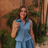 EVITA BLUE DENIM TWO-PIECE SET