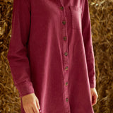 MISTY MORNING BORDEAUX DENIM DRESS