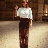 FAR WEST BROWN SEQUIN SKIRT