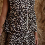 ZIVA BEIGE LEOPARD SLEEVELESS JACKET