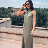 PRE-ORDER MOON OVER MARRAKESH KHAKI HALTER DRESS - PS THE LABEL