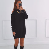 LYDIA BLACK KNITTED CUT-OUT DRESS