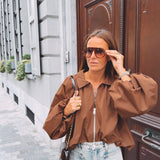 THELMA BROWN ZIP BLOUSE