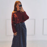 FIEN DARK BLUE CHECKERED SKIRT