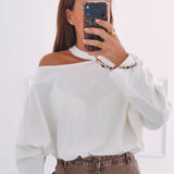 SAAR ECRU CUT-OUT SWEATER