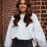 PURE SENSE GREY SWEATER - BORDEAUX LETTERS